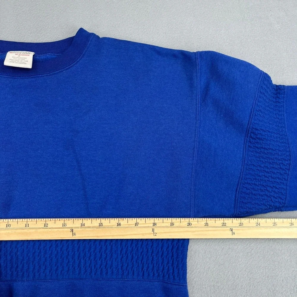 Vintage‎ Cheetah by Mervyns Blue Textured Crewneck Sweatshirt Mens Medium 90s